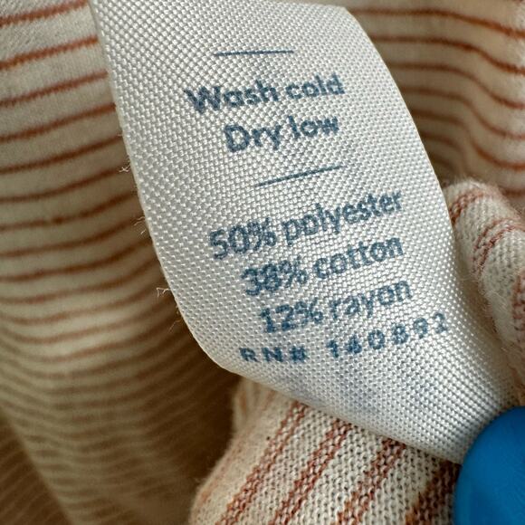 Marine Layer Striped Bonita Rose Printed Cotton Rayon Blend Shirt Size Medium - Picture 7 of 9